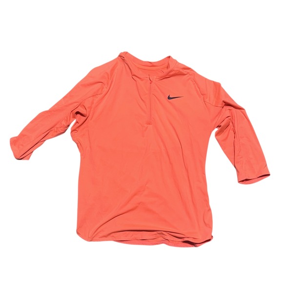 Nike Court Dri-FIT Quarter Zip Pullover Coral Orange Sz L tennis pickleball neon - Picture 3 of 7